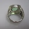 Кластерные кольца Сплошные 925 Серебряные украшения 11 -мм прасиолитовое лунное кольцо дизайн кольца стерлинговые женщины рождественские подарки