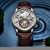 Wristwatches AESOP Real Tourbillon Skeleton Watch For Men Top Mechanical Watches Waterproof 2023 Zodiac Cattle