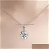 펜던트 목걸이 럭셔리 CZ Crystal Snowflake for Women Charm AAA 반짝이는 쇄골 체인 Sier Chokers Jewelry Drop Delivery Pendants dhfzy