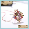 ペンダントネックレスMTicolor Stones CZ for Women Flower Cubic Zirconia Crystal Rose Gold Color Small Jewelry Drop Delivery Pendants OTBVV