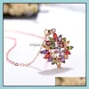 Pendentif Colliers Mticolor Stones Cz pour femmes Fleur Cubique Zircone Cristal Rose Or Couleur Petit Bijoux Drop Livraison Pendentifs Otbvv