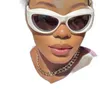 Солнцезащитные очки кибер женщины Y2K Men Men Designer Роскошные 2000 -е годы Эстетические модные солнцезащитные очки Warpround Sports Goggles Белые овальные оттенки 4988220