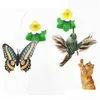 Кошки игрушки милые электрические вращающиеся цвета Butterfly Bird Birth Funny Dog Scratch Toy для маленьких кошек интеллектуальные