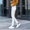 Женские брюки, зимние теплые брюки на утином пуху, корейская мода, белые утепленные брюки в полоску, тонкие хлопковые брюки-карандаш с высокой талией 230111