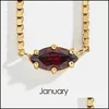 Pendant Necklaces Birthstone For Women Korean Trend Eye Shape Crystal Gold Chain Choker On Neck Birthday Gift Jewelry N512Pendant Dr Dhrah