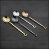 Spoons Stainless Steel Coffee Spoon Korean Style Heart Shaped Handle Round Mtifunction Ice Cream Dessert Tea Drop Delivery Home Gard Dhlbp