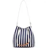 Sacs de soirée Mode Hit Couleur Patchwork Femme Sac à main Top Poignée Toile Stripe Modèle Messenger Sac pour dames Femmes Seau