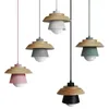 Lâmpadas pendentes do quarto minimalista moderno nórdico pequeno lustre de madeira tigela de madeira salão de madeira criativa Macarons Restaurant Lamp lâmpada