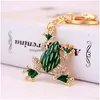 Key Rings Creative Cutoon Green Green Color Crystal Frog Car Chain Womens Bag Accessories Metal Pendant Ring Drop Leverans smycken DHBW8