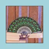 Party Favor Chinese Classical Dance Folding Fan Elegant Colorf Brodered Flower Peacock Patterns paljetter Kvinnlig plast handh￥llen fa otnuj