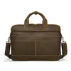 Briefcases High Quality Male Bag Men's Handbag Crazy Horse Leather Briefcase Messenger Shoulder Portfolio Laptop Case Office