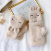 Five Fingers Gloves Fashion Women Winter Cute Warm Flip Thick Plush Ladies Autumn And Drop #301