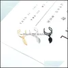 Clip-On Screw Back Leaf Clip Earrings Gold/Sier/Balck Exquisite Gift Ear Cuff Wrap Drop Delivery Jewelry Dh9Yb