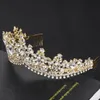 Wedding Hair Jewelry Barok Rose Gold Pink Crystal Bridal Tiara Crown z grzebieniami konkursów na zawocie Akcesoria opaski na głowę 230112