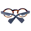 Sunglasses Frames Acetate Eyeglass Frame Round Color Contrast Stripe High-quality Glasses Neutral And Fashionable