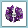 Feest gunst baby halloween grosgrain lint bogen met clipmeisjes chind spook pompoen kinderen meisje pinwheel haar clips haarpin accessori othxk