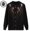 Women's Knits Elderly Women Knit Sweater Coats Large Size Autumn Grandmother Embroidery Knitted Cardigans Jacket H45