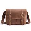 Briefcases Crazy Horse Leather Briefcase Men Business Laptop Office Work Bag Genuine Handbag Vintage Messenger Man