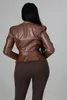 여자 재킷 패션 여성 가을 ​​겨울 가짜 가죽 V- 넥 재킷 캐주얼 슬림 pu 오토바이 여성 스트리트웨어 대형 코트