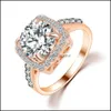 Solitaire ring luxe 18K vast goud vergulde mooie verloving bruidsliefhebbers paar set edelsteen ringen drop levering sieraden dhpga