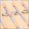 Band Rings 3Pcs Set Retro Carved Hollow Star Moon Toe Bohemia Adjustable Opening Finger Ring For Women Boho Beach Foot Summer Jewelr Otnue