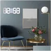 Desk Table Clocks Nordic Large Digital Wall Clock Kitchen Led Display Home Watch Night Usb Electronic Alarm Bathroom Drop Delivery Dhiek