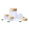 F￶rpackningsflaskor Kvalitet Fashional Frosted Glass Jar Cream Bottle Round Cosmetic Jars Hand Face 5G 50G Container med tr￤korn ER D DHCPZ