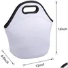 Bento Boxes Stock Sublimation Blanks Lunch Bags Reusable Neoprene Tote Bag Party Supplies Handbag Insated Soft With Zipper Design Fo Dhjrq