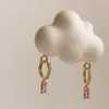 Hoop Earrings 2Pcs Cute Multicolor Huggies For Women Crystal Zirconia Pendant Cartilage Boucle Oreille Femme Piercing Jewelry