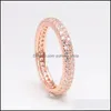 Cluster Rings 925 Стерлинговое Sier Pan Ring Ring Rose Gold Ce Inspiration с Crystal CZ для женщин свадебная вечеринка модные украшения1 751 Q2 DHDCL