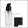 Packing Bottles 30Ml Square Clear Glass Pump Bottle With Black Plastic Empty Container Great As Essential Oil Lotion Liquid Soap Dro Otqif
