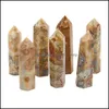 Konst och hantverk Natural Crystal Point Wand Crazy Agate Onyx Energy Tower Ornament Mineral Healing Quartz Pillar Drop Delivery Home GA OTV0Y