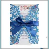 Biglietti di auguri INVITAZIONE NABIETTO INVIORE FLOWER HOLLOVE LASER CUTTO ELEGANTE CARCHIO DI INVENZIONE CON ROPE E BUSTRO RRE13349 DROP DELIV OTEVB