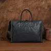 Briefcases Men's High Quality Genuine Leather Retro Business Casual Briefcase Handbag Cowhide Shoulder Crossbody Bag Document