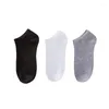 Calcetines para hombres 3 par / lote Hombres Transpirable Barco corto Masculino Casual Suave Cómodo Color Sólido Negro Gris Blanco