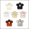 Clamps Korea Mini Size Pure Color Flower Hair Women Plastic Transparent Scrunchies Claw Clips For Female Headdress Ponytail Flowers Dhgyp