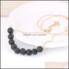 Chokers Pretty Lava Diffuser Necklace For Women Minimalist Beautifly Jewelry Black Stone Pärlor Halsband Pläterade Gold Chain Choker Dr DH3M9