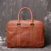 Briefcases Brown Men Genuine Leather Handbags Large Cow 15" Laptop Messenger Bag Business Male Travel Bags Shoulder Briefcase