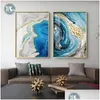 Peintures Abstraite Aquarelle Rivière Golden Lines Mur Affiche Imprimer Moderne Toile Peinture Art Salon Décoration Photos Maison D Dh3Gb