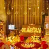 Strings 2,5 m LED Fairy String Lights Heartvormig gordijn Hangende Licht Kerstmis Garland Outdoor voor feest Home Wedding Jaar Decor