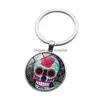 Key Rings Skeleton Time Gem Cabochon Chain Punk Style Weird Skl Pattern Ring Individuality Drop Delivery Jewelry Dhecv