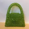 Evening Designer Clutch Bag Customized Bead Bag Green Hand Woven Celebrity Handbags Unique