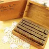 Stamps 70 40 30pcs Box Letter A Z DIY Devative Seal Wooden Box Vintage Craft Digital English Alphabet Seal 230111