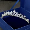 Bijoux de cheveux de mariage SLBRIDAL magnifique Zircon cubique diadème CZ bandeau de mariée reine princesse Pageant fête couronne demoiselle d'honneur 230112