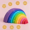 Blocks Silicone Rainbow pour enfants Stacker Stacking Toy Baby Constructeur Montessori Games Toys Education Gift 230111