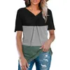 Frauen T-Shirts Sommer T-shirts Frauen Kreuz V-ausschnitt Casual Solide Kurzarm Damen Stilvolle Schwarz T 2XL Weibliche Tops 2023