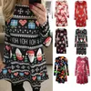 Casual jurken winter kerstjurk vrouwen lange mouw o-neck cartoon print feest mode losse jaar vrouwelijke a-line vestidos