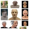 Party Masks Old Man Scary Mask Halloween Fl Head LaTex Cosplay Zabawna twarz Kobieta Realistyczny kask Adt Drop dostawa Home Garden Festi Dhzt8