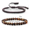 Strand 2 pièces/ensemble perles Bracelet charme corde en Nylon tressé chaîne Bracelet naturel oeil de tigre pierre lave Bracelets pour femme hommes Yoga bijoux