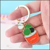 Party Favor Cactus Keychains Creative Succent Potted Keychain Cartoon Cute Rings Plant Car Key Holder Keys Finder Bag Pendant Keyrin Otqhp